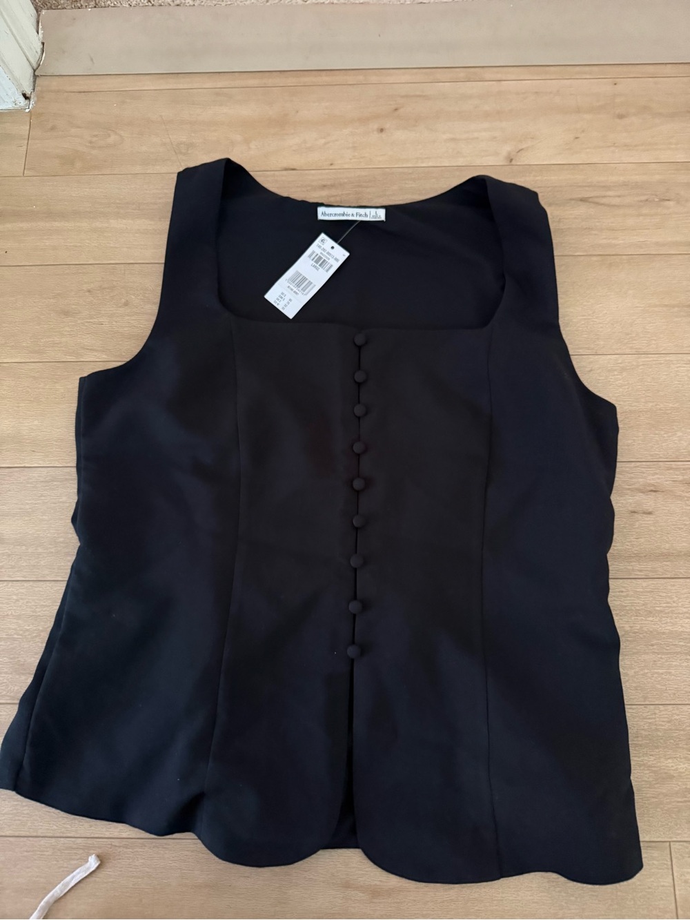 Abercrombie & Fitch Black Button Up Vest Top Size Large NWT